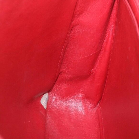 CHANEL Mademoiselle Big Coco Double Chain Shoulder Bag Lamb Skin Red Auth 29129A - Picture 11 of 16